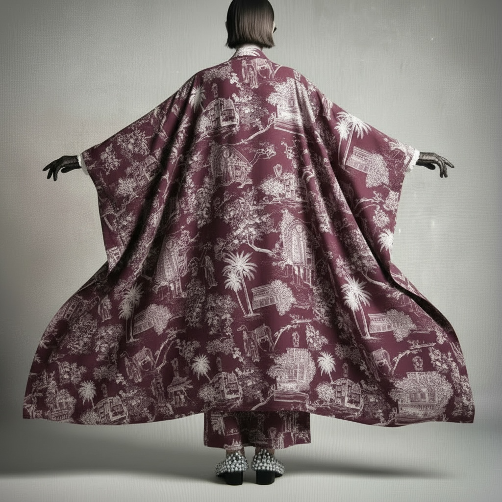 The Quiet Rarity– Burgundy Toile de Jeddah Abaya