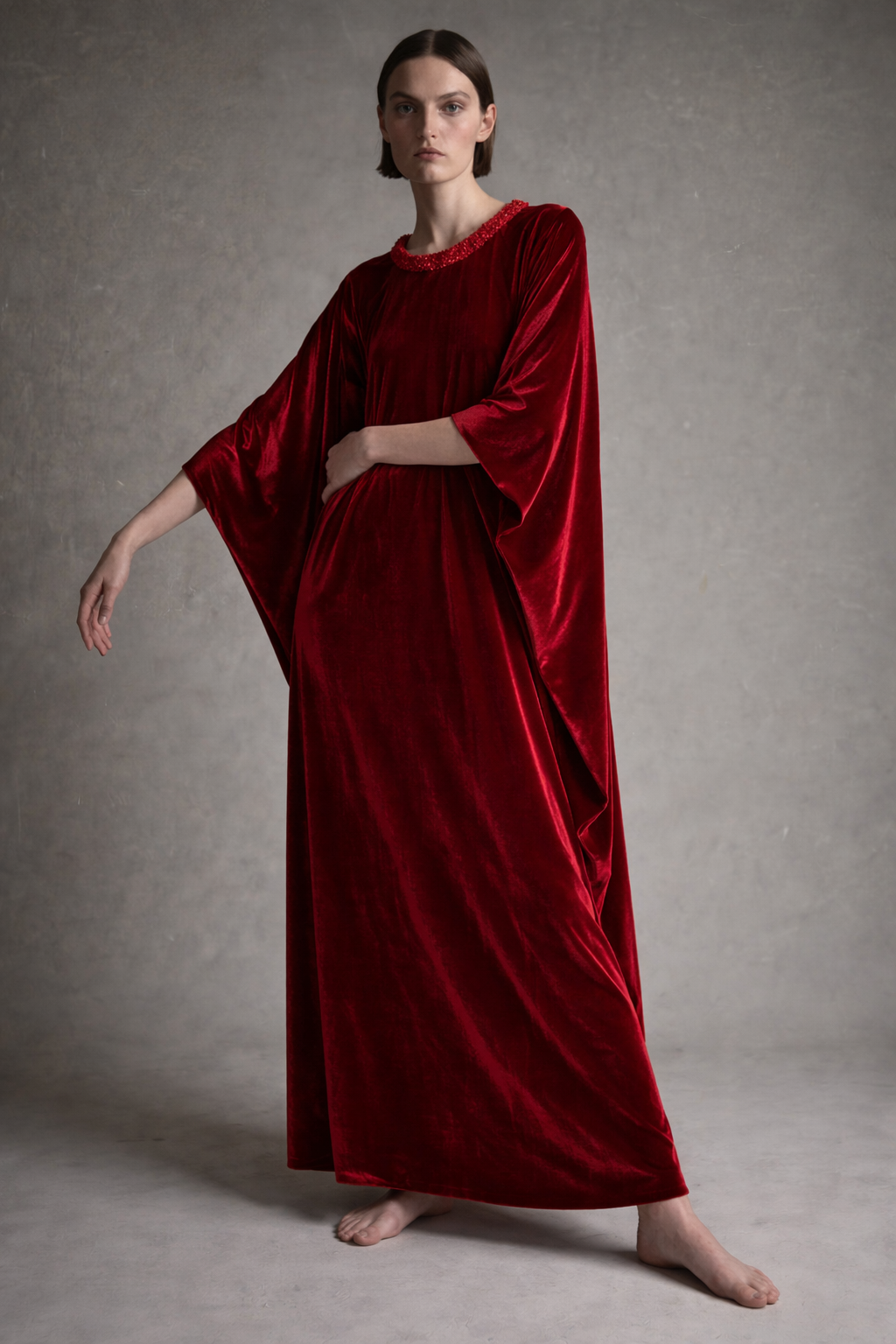 The Untold Story – Red Velvet Flowing Kaftan

A signature Atelier Hekayat piece designed to embody elegance through rich fabric and effortless movement.